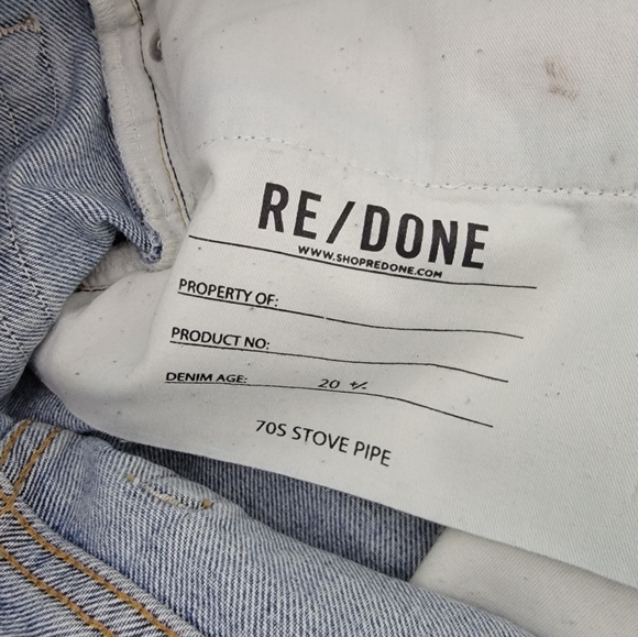 Redone 70s Ultra High Rise Stovepipe Worn Blue Wash New With Tags Size 23 - Picture 5 of 7